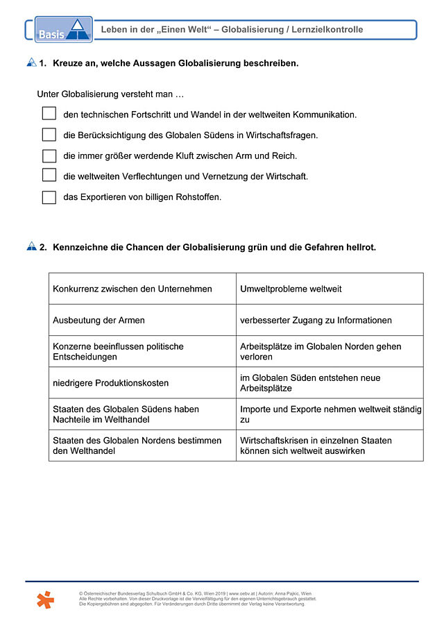 Leben in der „Einen Welt“ – Globalisierung