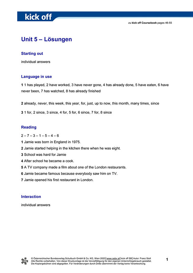 Unit 5 – Lösungen
