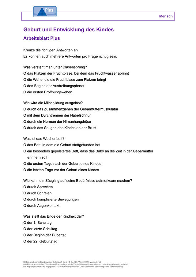 Geburt und Entwicklung des Kindes