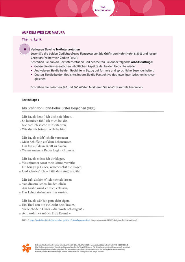Textinterpretation: Lyrik