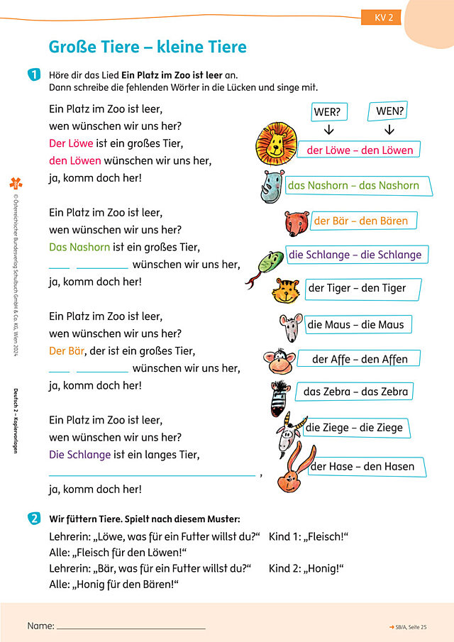 Große Tiere - kleine Tiere