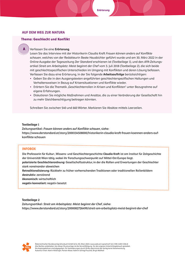 Erörterung: Geschlecht und Konflikt