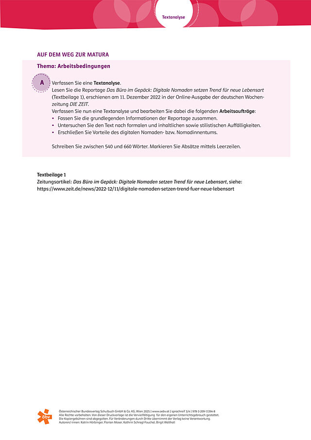 Textanalyse: Arbeitsbedingungen