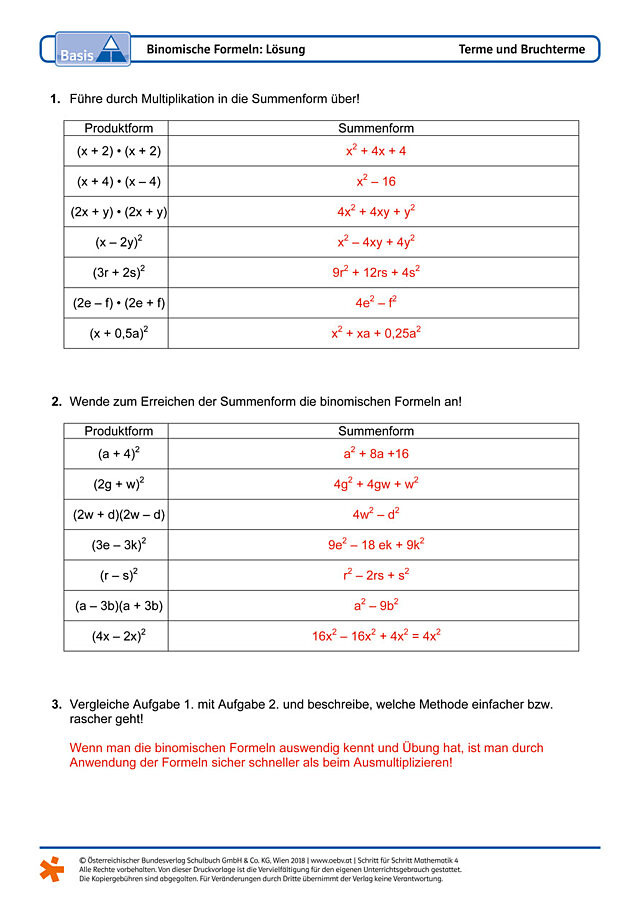 Binomische Formeln