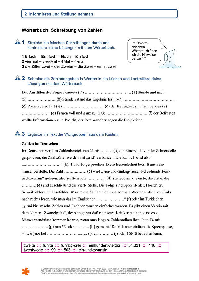 Wörterbuch: Schreibung von Zahlen