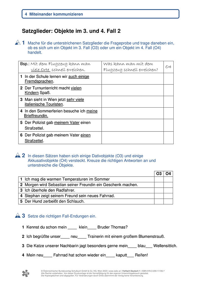 Objekt im 3. und 4. Fall