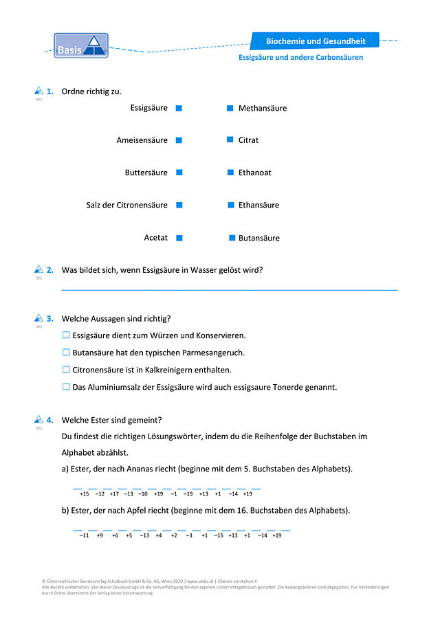 Essigsäure und andere Carbonsäuren