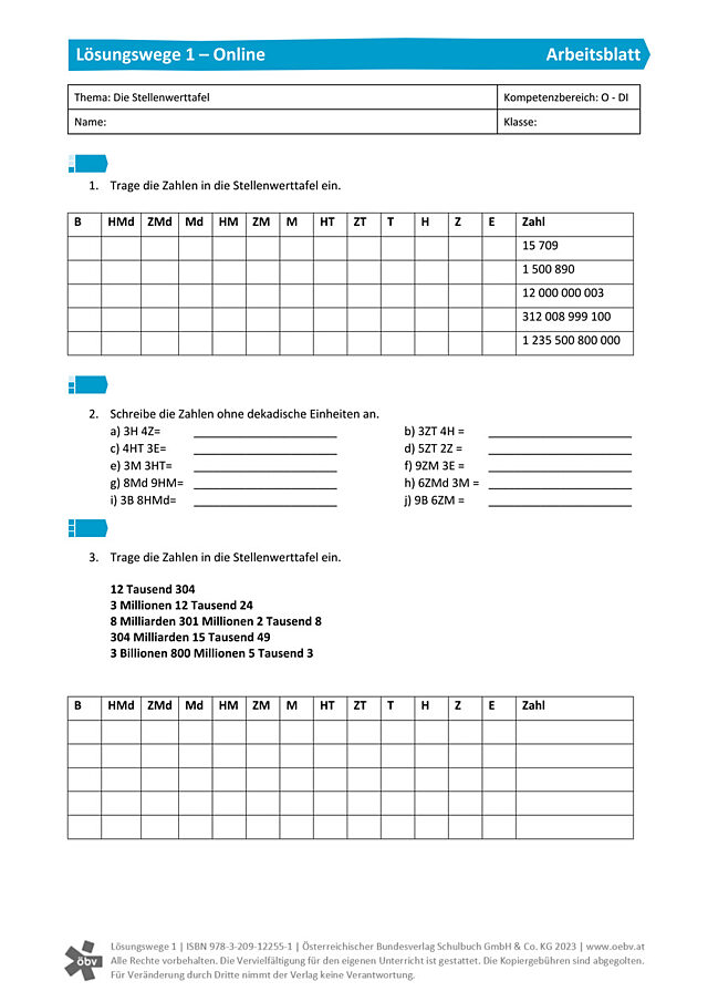 Die Stellenwerttafel