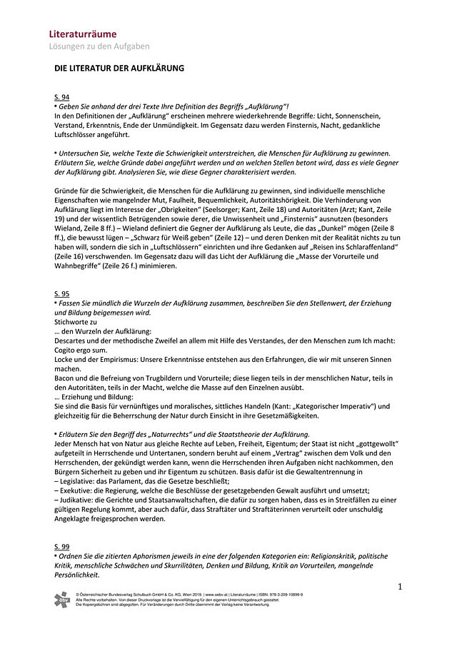 Die Literatur der Aufklärung