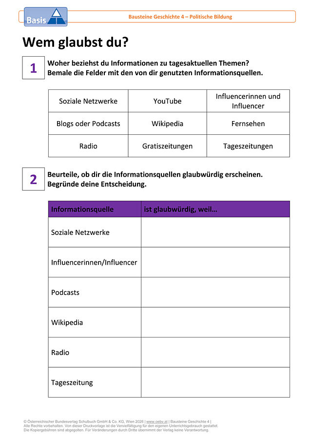 Wem glaubst du?