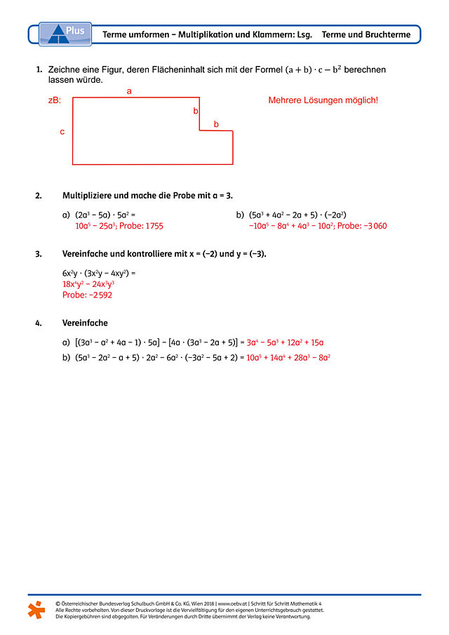 Terme umformen - Multiplikation und Klammern