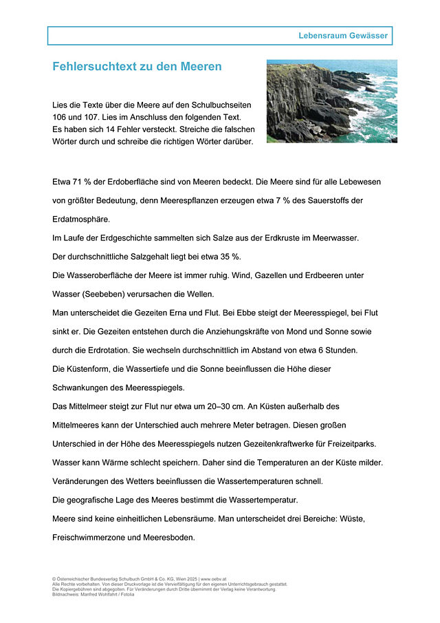Fehlersuchtext zu den Meeren
