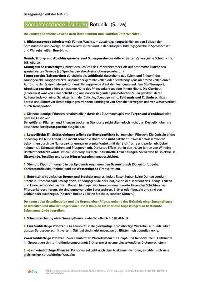 Kompetenzcheck-Lösungen Botanik