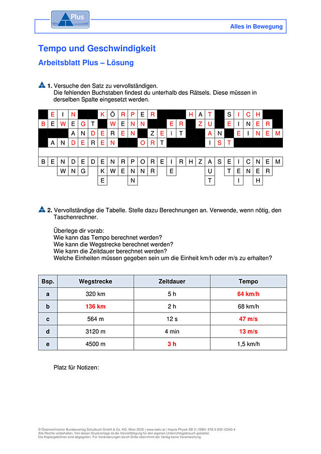 Tempo und Geschwindigkeit