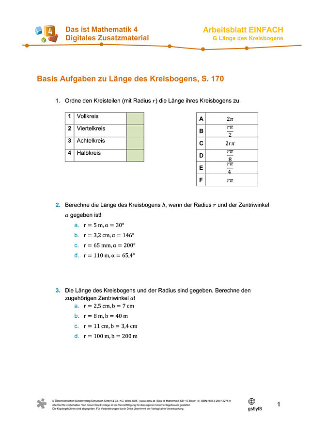 Länge des Kreisbogens