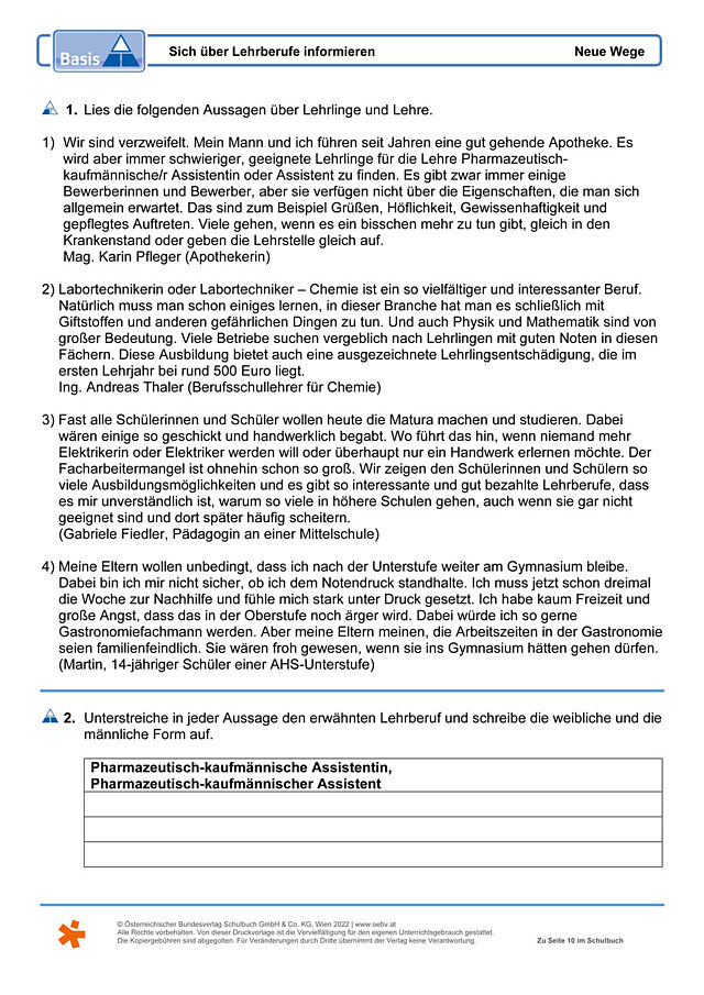 Sich über Lehrberufe informieren