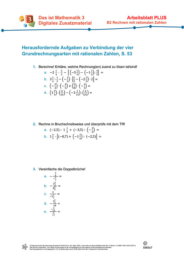 Verbindung der vier Grundrechnungsarten rationale Zahlen