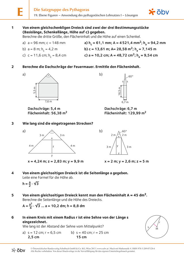 19. Ebene Figuren – Anwendung des pythagoräischen Lehrsatzes I