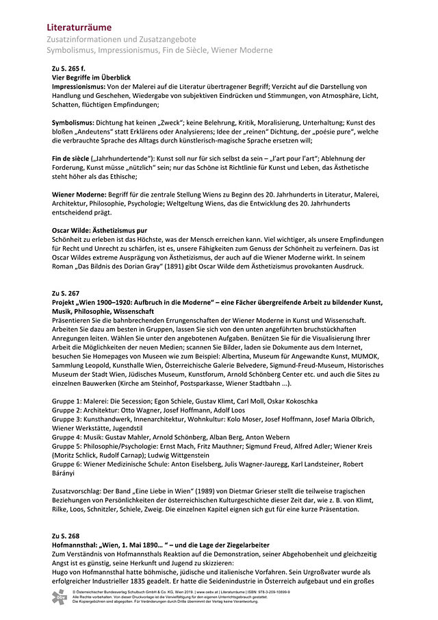 Symbolismus, Impressionismus, Fin de Siècle, Wiener Moderne