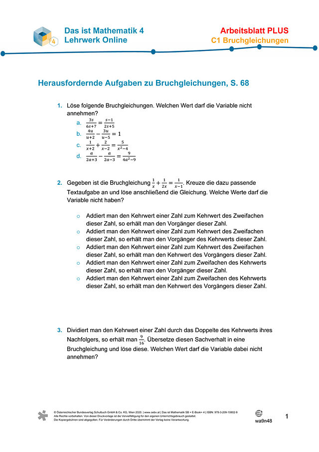 Üben - Bruchgleichungen