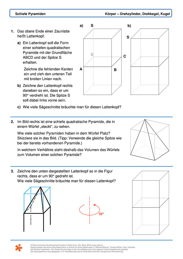 Körper – Drehzylinder, Drehkegel, Kugel