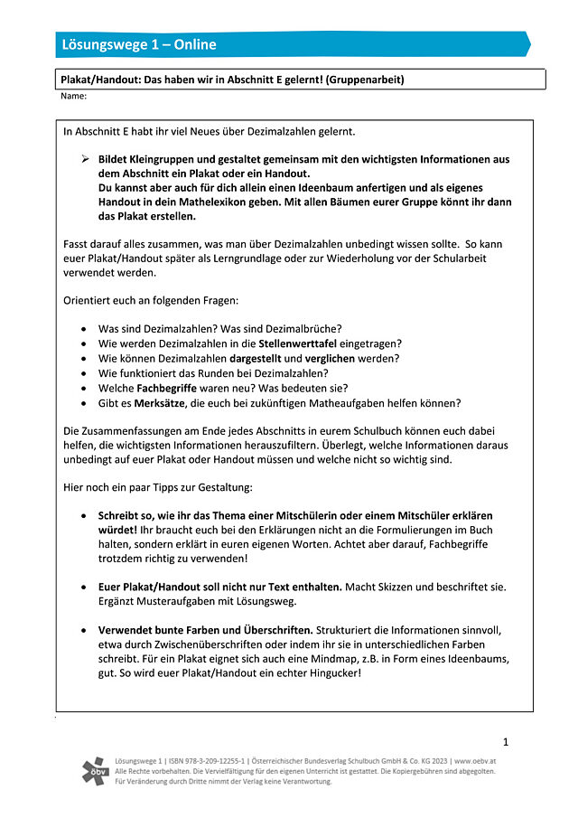 Plakat bzw. Handout