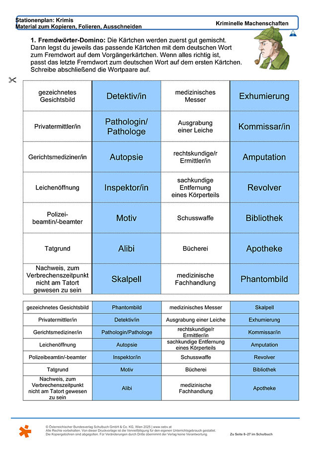 Lösungen Stationenplan Krimis