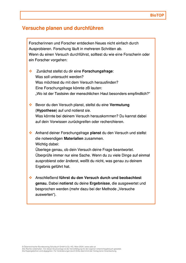 Versuche planen und durchführen