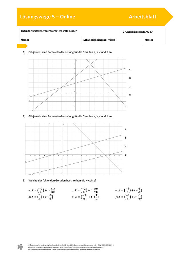 Aufstellen von Parameterdarstellungen