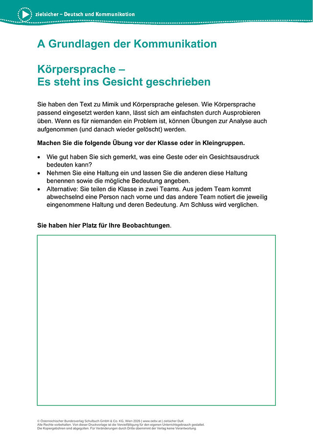 Körpersprache – Es steht ins Gesicht geschrieben