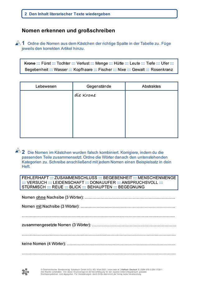 Nomen erkennen und großschreiben