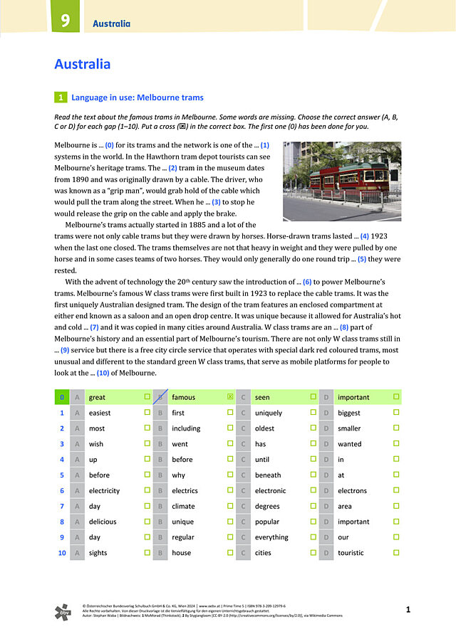 Australia: Language in use (multiple choice)