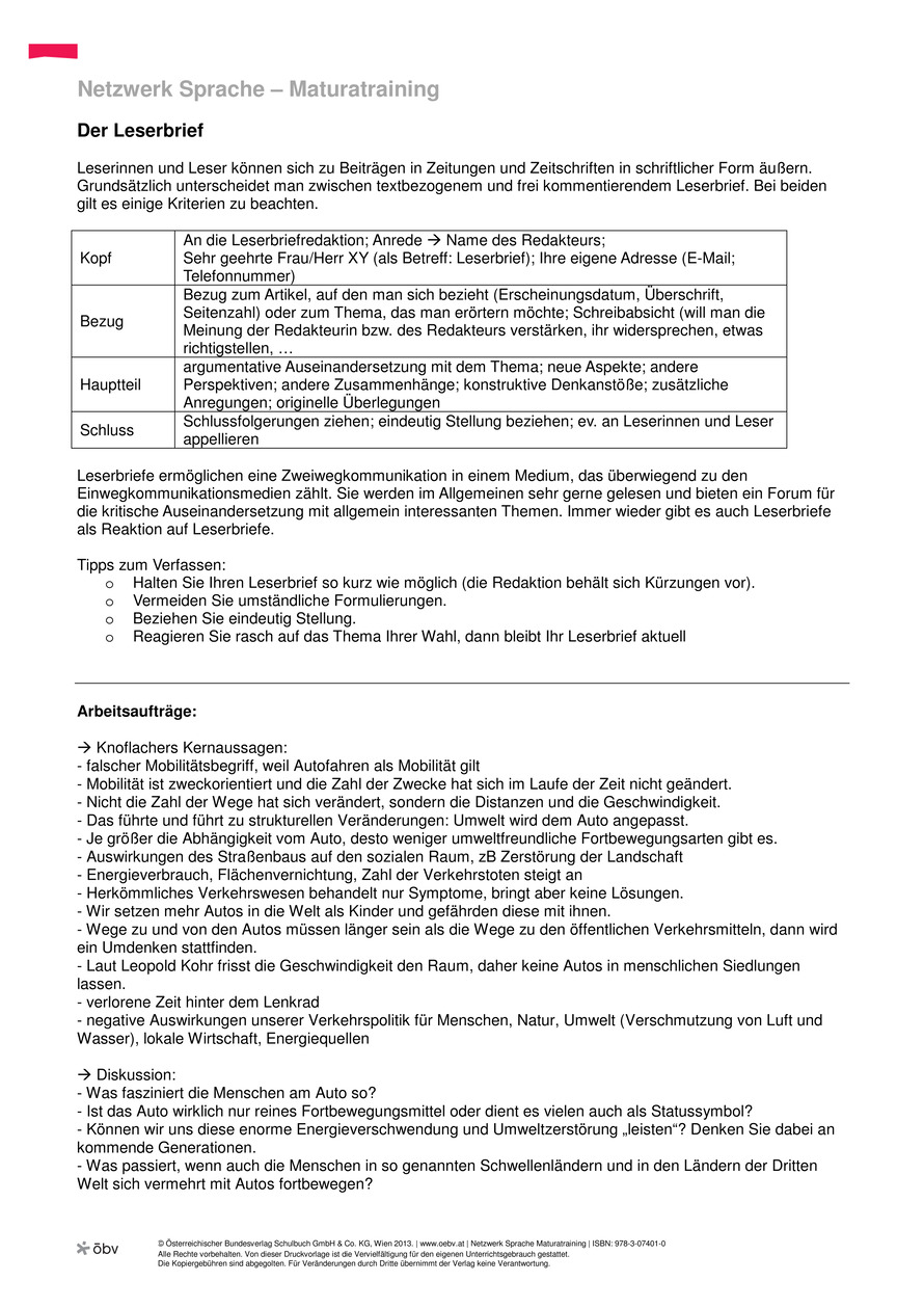 KV 42 Kopiervorlage Matura öbv