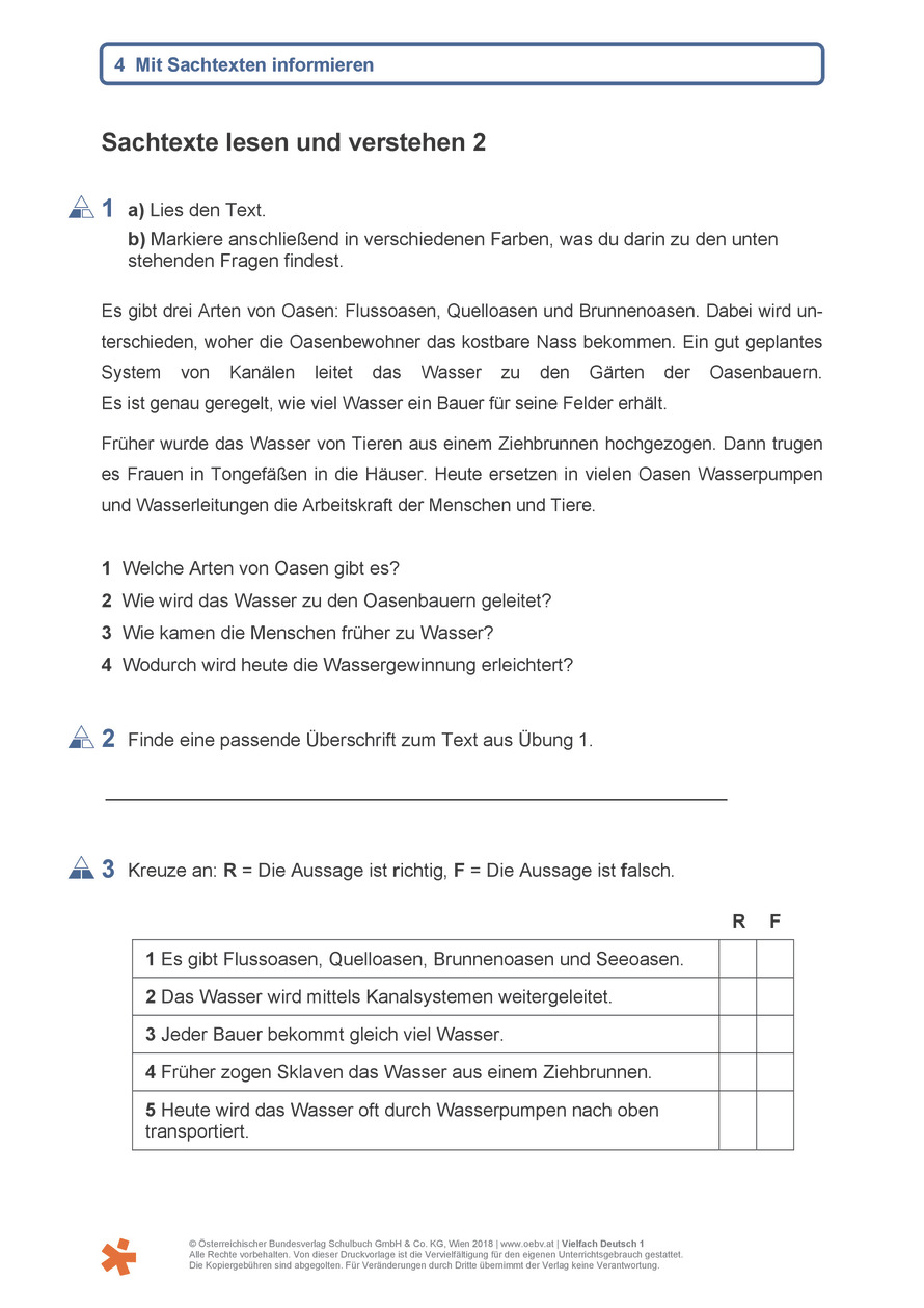 Sachtext Arbeitsblatt | öbv